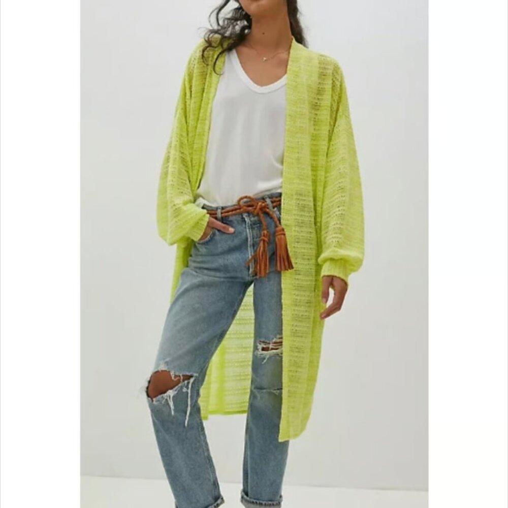 Anthropologie Neon Knit Long Beach Cardigan - one size